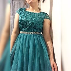 As U Wish Teal Lace Dress